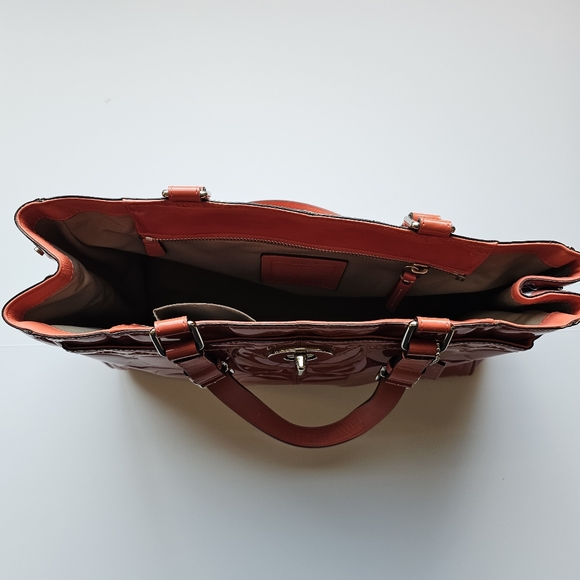 Coach Coral Peach Patent leather Coach Tote Handbag Purse - Picture 9 of 13